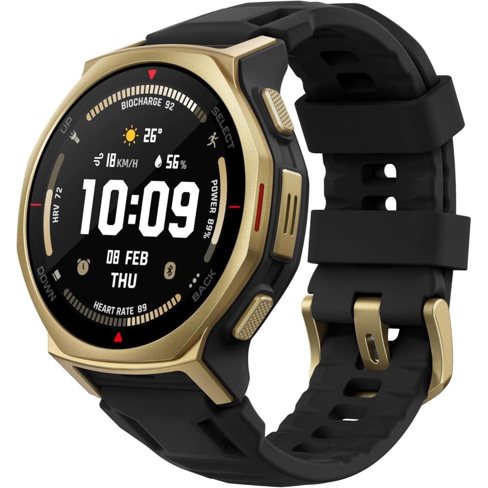 image:imageAmazfit TRex 3 Pro Outdoor Smart Watch 48mm Sapphire AMOLED Display Ti Bezel Dual Band GPS Offline Maps 25 Days Battery Builtin Flashlight 10 ATM 180 Sports Mode for Android amp iPhone BlackBlack Gold