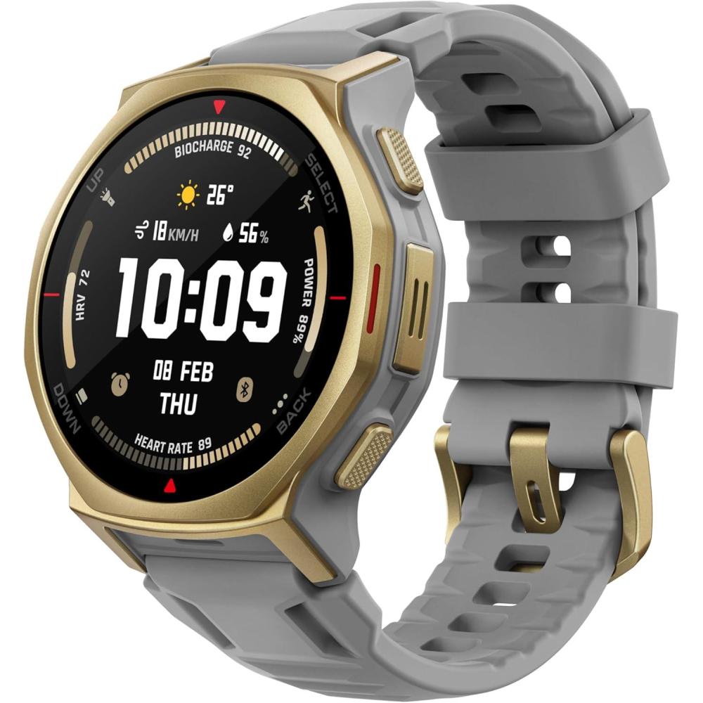 image:imageAmazfit TRex 3 Pro Outdoor Smart Watch 48mm Sapphire AMOLED Display Ti Bezel Dual Band GPS Offline Maps 25 Days Battery Builtin Flashlight 10 ATM 180 Sports Mode for Android amp iPhone BlackArctic Gold
