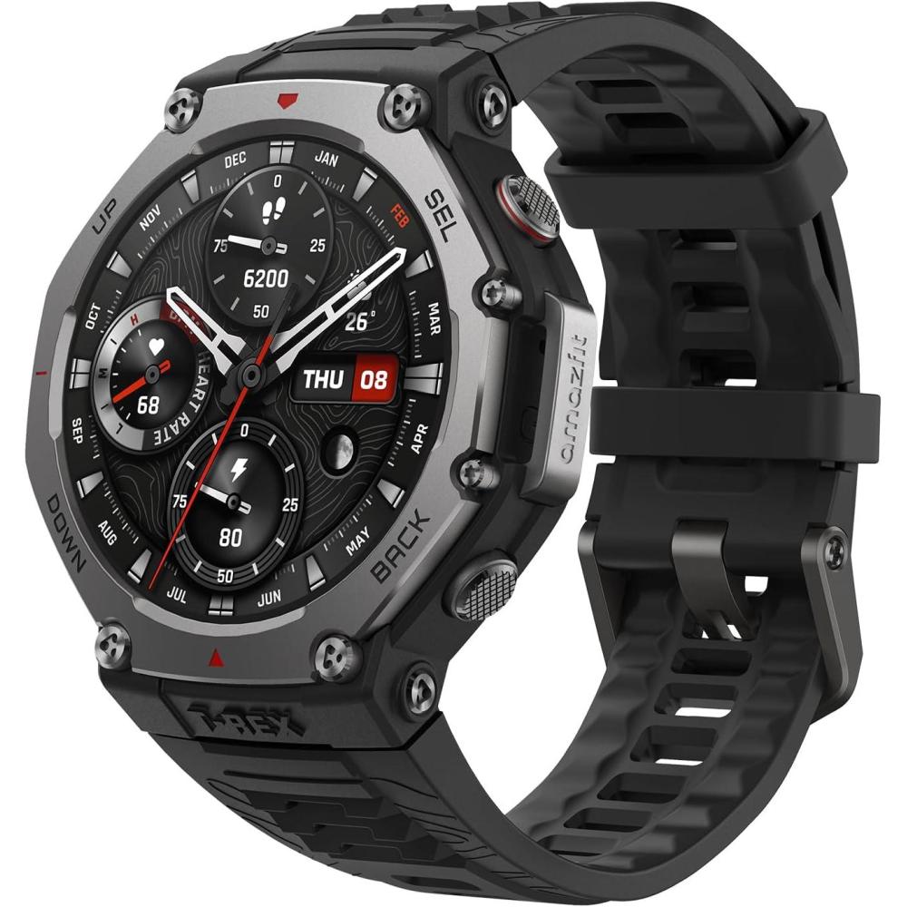 image:imageAmazfit TRex 3 Rugged Military Smart Watch 48mm GPS with Privacy Offline Maps Long Battery Life328 Feet WaterResistant 170 FitnessSport Modes AI Voice Control for Android or iPhone GrayOnyx Black