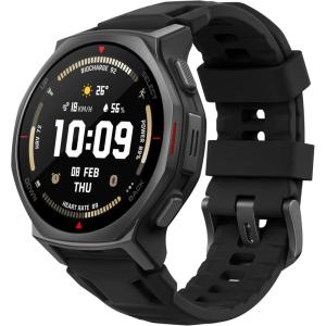 Amazfit T-Rex 3 Pro Outdoor Smart Watch 48mm Sapphire AMOLED Display, Ti Bezel, Dual Band GPS, Offline Maps, 25 Days Battery, Built-in Flashlight, 10 ATM, 180+ Sports Mode for Android & iPhone, Black(Black)