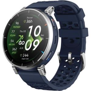 Amazfit Active 3 Premium GPS Running Smart Watch, 1.32″ AMOLED Sapphire Display, 12-Day Battery, 4GB Storage, Offline Maps, 170+ Workout Modes, 5 ATM, Heart Rate & Fitness Tracker for Android & iPhone(Atlas Blue (Blue Band))