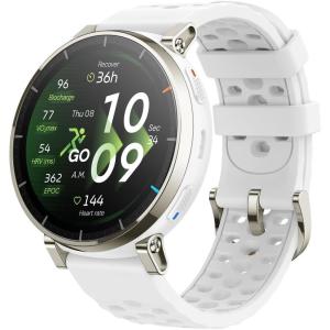 Amazfit Active 3 Premium GPS Running Smart Watch, 1.32″ AMOLED Sapphire Display, 12-Day Battery, 4GB Storage, Offline Maps, 170+ Workout Modes, 5 ATM, Heart Rate & Fitness Tracker for Android & iPhone(Aero White (White Band))